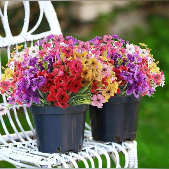 🌸NEW 24 Bundles Artificial Flowers for Outdoor,No Fade Fake Plastic Multicolor - Picture 5 of 8